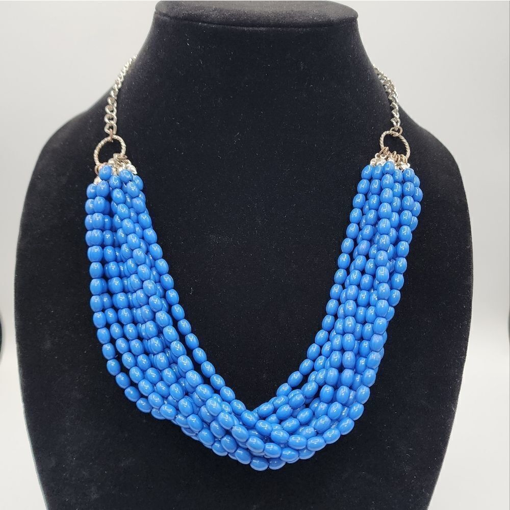 Blue multistrand beaded necklace
